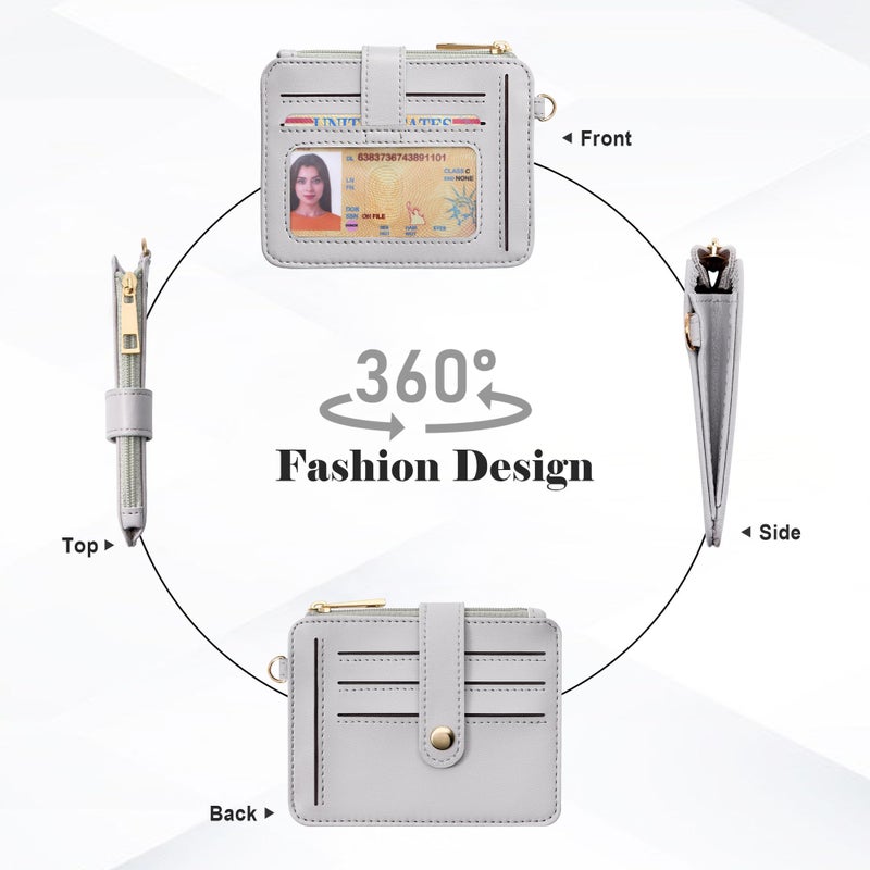 Airkit Wristlet Wallets for Women, Keychain RFID Blocking Credit Card Holder, Small Girly Wallet with Bracelet, Silicone Beaded Tassel Key Ring Card Holder, Grey - Image 5