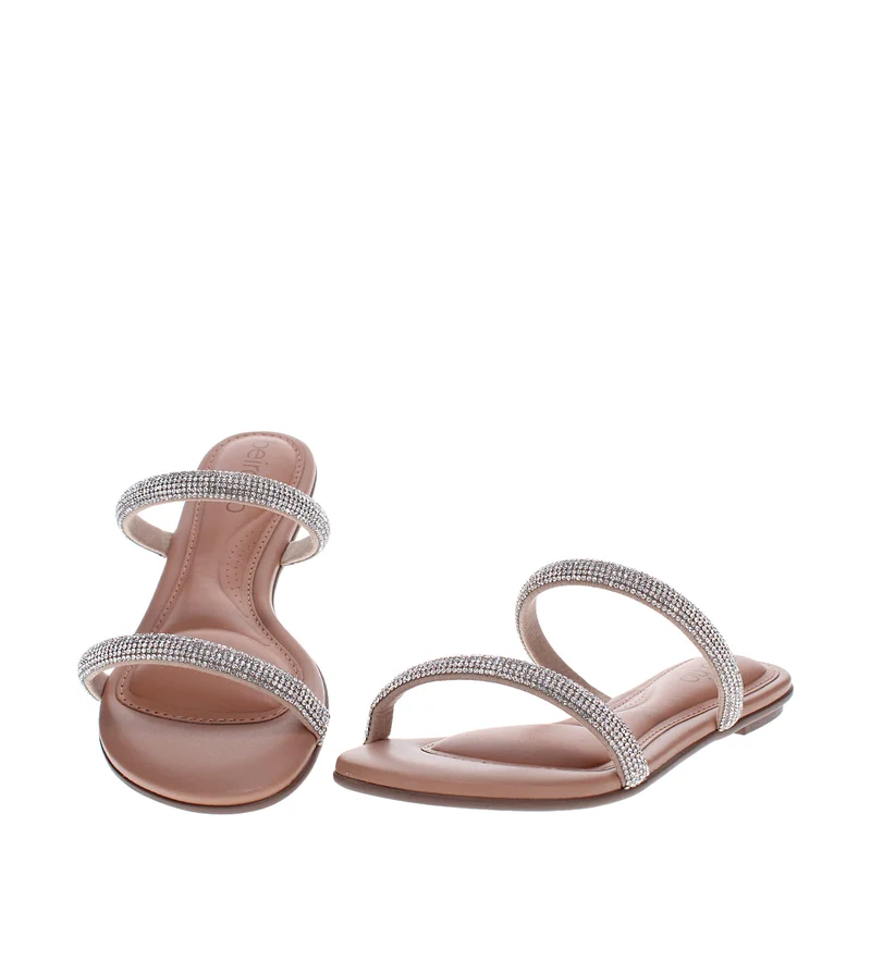 Beira Rio  BEIRA RIO Flat Sandals for Ladies – NUDE Sandals with Slip On | Comfortable PU Upper & TPR Sole for Women | Best Price UAE