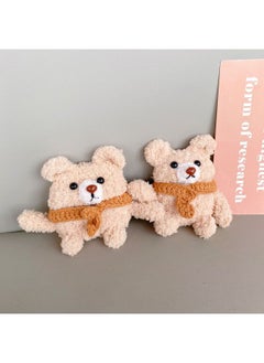 Airpods 4 Headphone Protective Case Cartoon Plush Doll For Apple1/2/3 Gen Pro Wireless Bluetooth Soft-Color:Plush Soft Shell-Brown Scarf Bear-Model:Airpods Pro/Pro2 Universal (protective Sleeve)