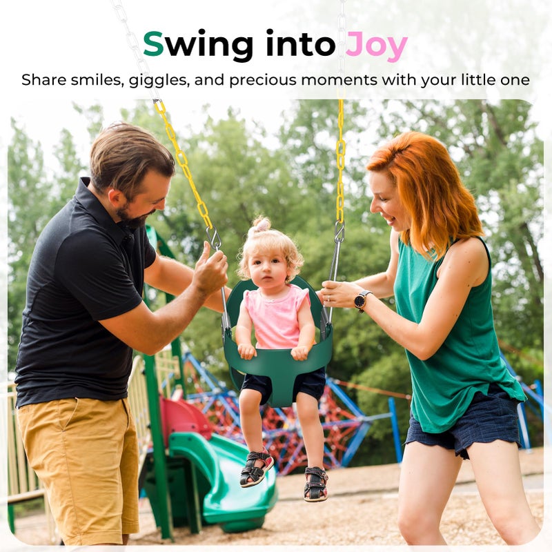 DECORLIFE Toddler Swing, Baby Swing Outdoor â€“High Back Full Bucket Swing Set, 330lb Capacity, Safety Design, Plastic-Coated Chains and Quick-Snap Carabiners for Backyard, Playground - Image 4