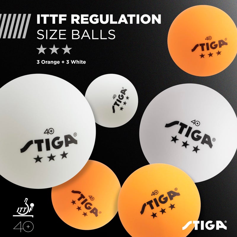 STIGA Performance 4 Player Ping Pong Paddle Set of 4 â€“ Table Tennis Rackets, 6 â€“ 3 Star Orange and White Balls - Image 5