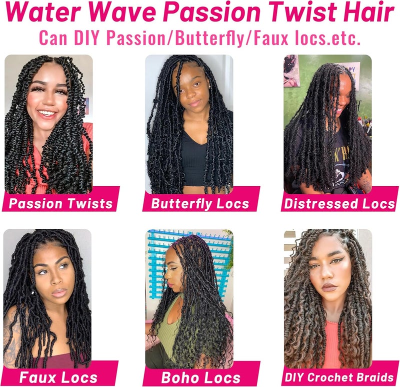 Dorsanee 7 Packs Passion Twist Hair 18 Inch Water Wave Synthetic Braids for Passion Twist Crochet Braiding Hair Goddess Locs Long Bohemian Locs Hair (4#) - Image 3