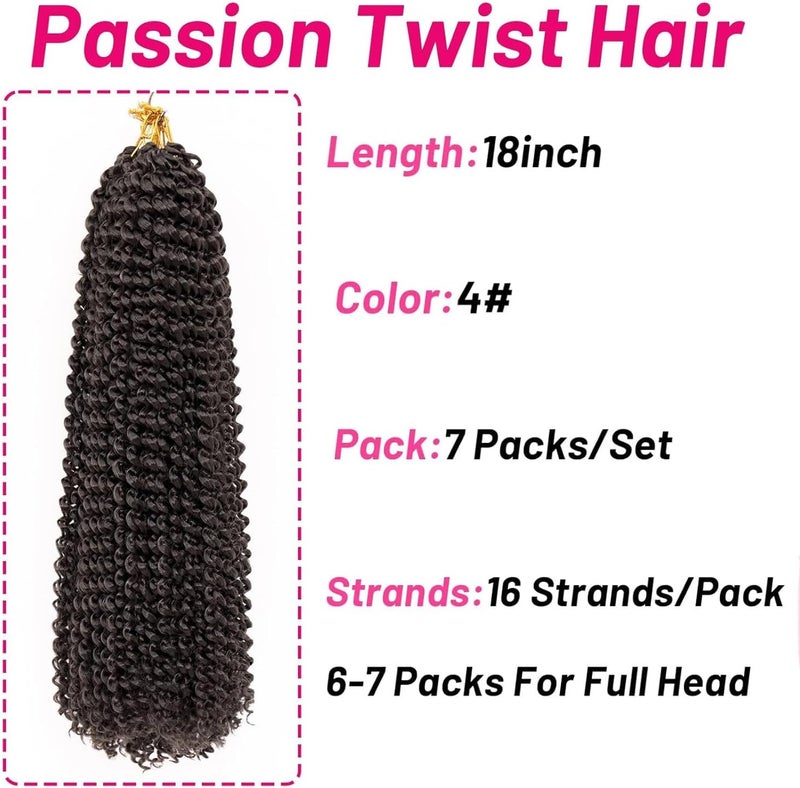 Dorsanee 7 Packs Passion Twist Hair 18 Inch Water Wave Synthetic Braids for Passion Twist Crochet Braiding Hair Goddess Locs Long Bohemian Locs Hair (4#) - Image 4