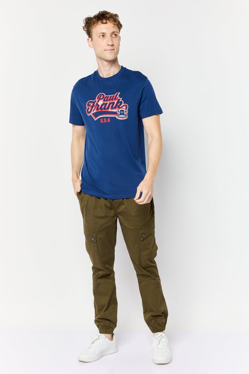 Paul Frank Men Crew Neck Short Sleeves Graphic Print T-Shirt, Blue  - Image 3