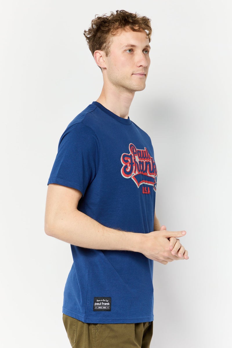 Paul Frank Men Crew Neck Short Sleeves Graphic Print T-Shirt, Blue  - Image 4