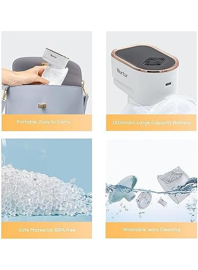 نورتر مضخة ثدي "فليكس" مزدوجة يمكن ارتداؤها بدون استخدام اليدين، محمولة وفعالة، شاشة إل سي دي صغيرة وخفيفة الوزن، هدايا لشفط الحليب للأم الجديدة، 150 مل، عبوة من قطعتين - Image 2