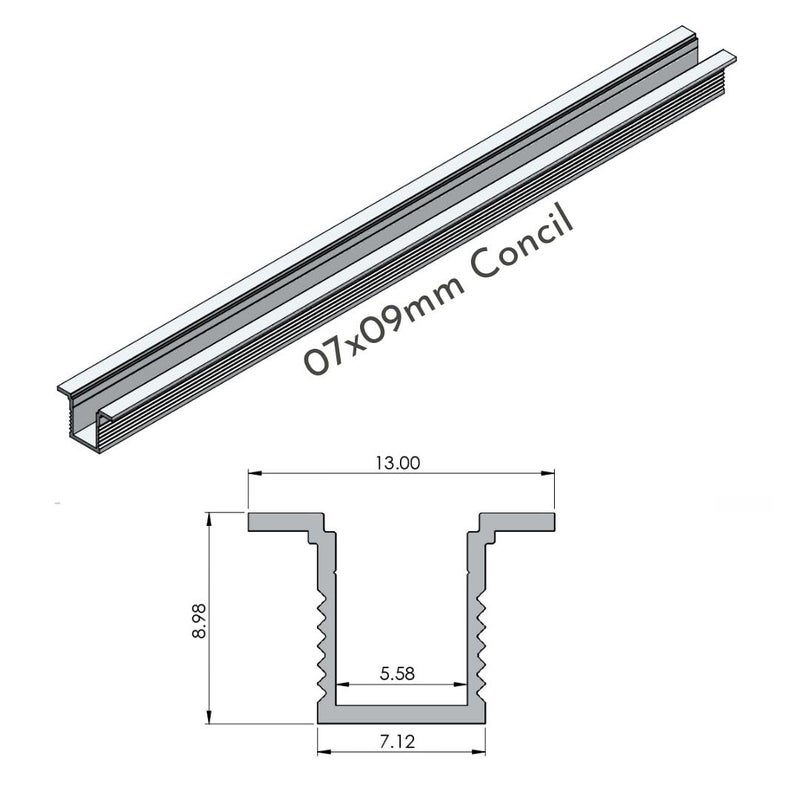 Abaj Lighting Aluminum Rectangular Conciled LED 1Meter Profile Channels with Diffused Cover End Caps for LED Strip Light 07x09mm Pack of 5 - Image 2