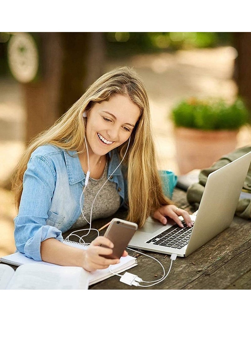 2-in-1 Dual Lightning Splitter for iPhone – Headphone Adapter with Audio & Charging Support, Compatible with iPhone 12, 11, XS, XR, X, 8 – Listen & Charge Simultaneously