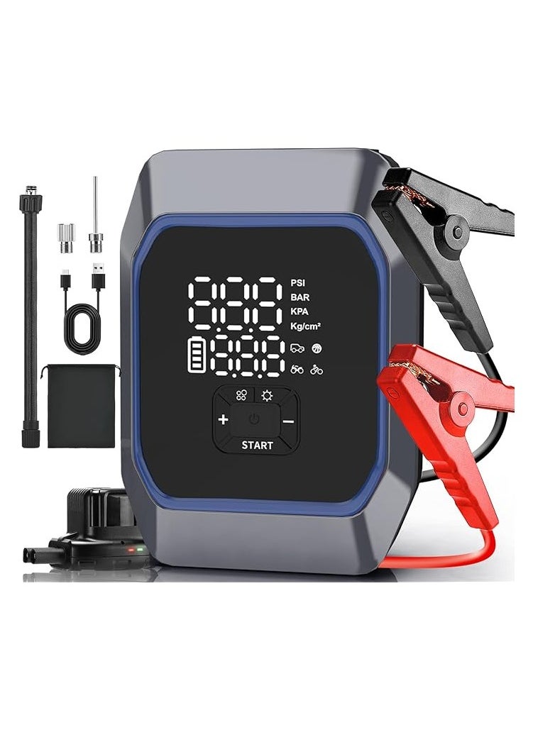 Generic 2500A Jump Starter with Air Compressor, 20000mAh Portable Car Battery Pack for 8.5L Gas/8.0L Diesel Engines, 160PSI Car Tire Inflator, UltraSafe Battery Box with Touch Screen, LED Light, Power Bank  - Image 1
