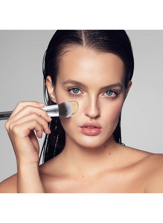 Energy Foundation Brush Expert Face Makeup Brush For Liquid Cream Powder Blending Buffing Buildable Coverage For Base Makeup Dense Vegan Synthetic Bristles Black - Image 5