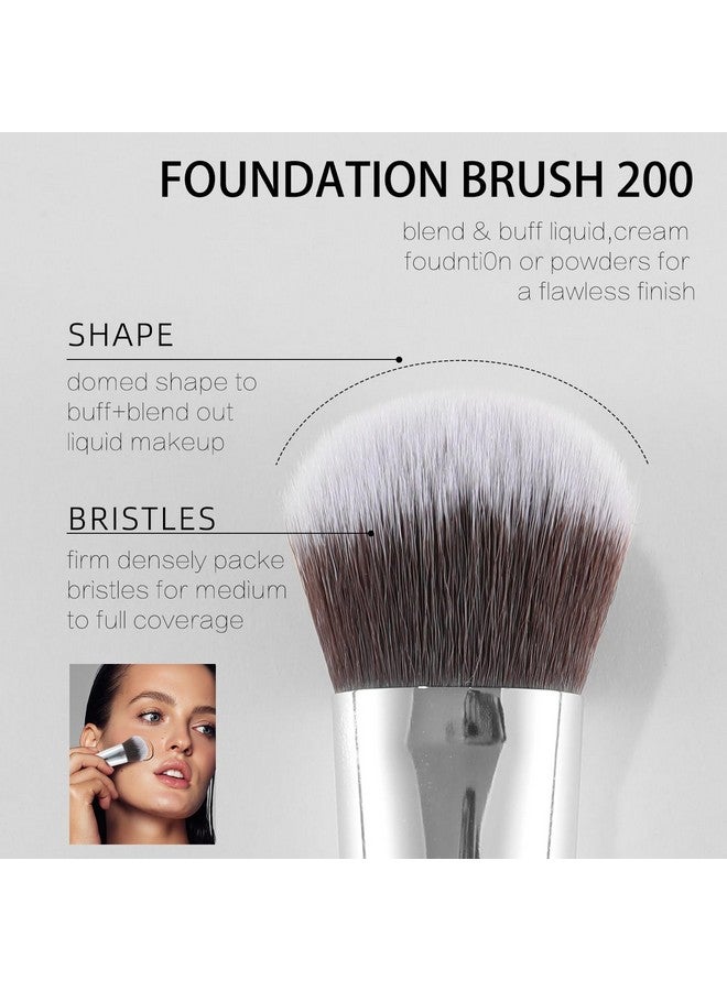 Energy Foundation Brush Expert Face Makeup Brush For Liquid Cream Powder Blending Buffing Buildable Coverage For Base Makeup Dense Vegan Synthetic Bristles Black - Image 2