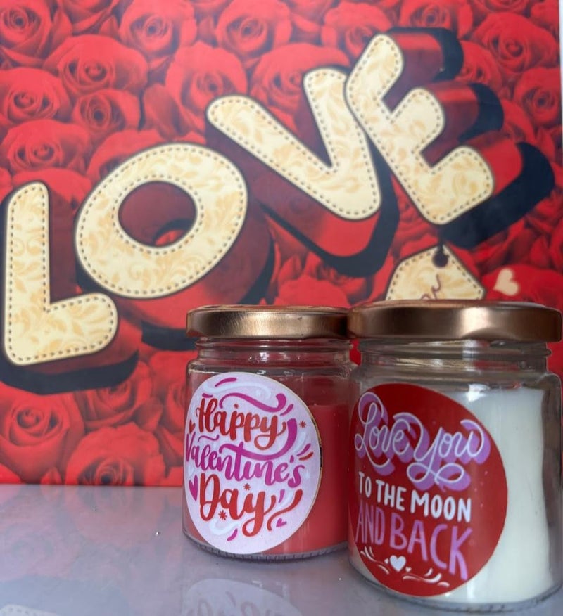 The Essenza Premium Festive Scented Candle Gift Set New Year Valentines Day Special Edition Aromatic Glass Jar Candles with Decorative Labels Valentines Day Jar Candles - Image 2