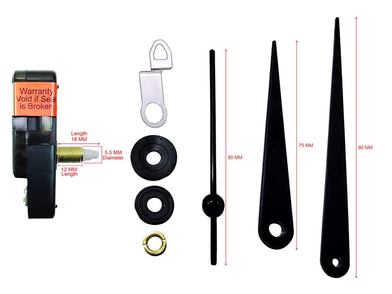 IIK COLLECTION Analogue 18MM Long Spindle Quartz Movement Plastic Machine with Black Hands Kit for Wall Clock (IIK-MOV-PL-042) - Image 4