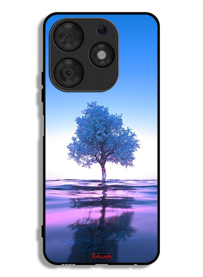 Tolwak Tecno Spark 10 Pro Protective Case Cover Tree Neon Body Of Water Reflection Digital Art - Image 1