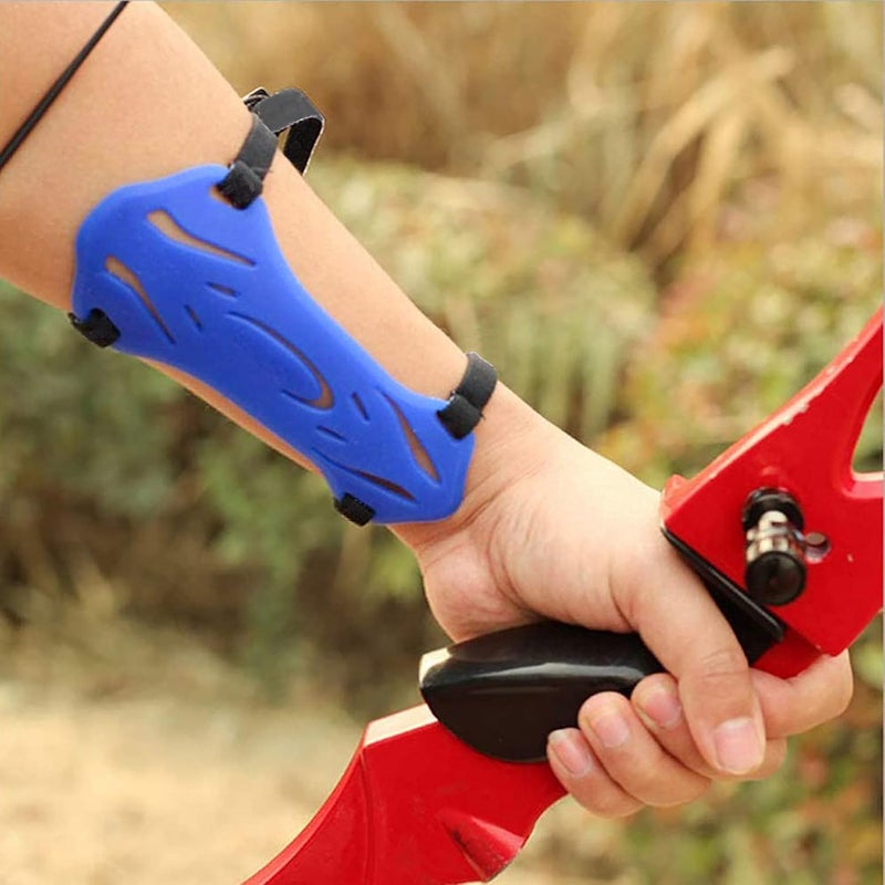 YRMJ 4 Pack Archery Armguard Adjustable 2 Straps Buckles Forearm Protector for Kids & Youth Recurve Bows Longbow Hunting Archers(Black, Blue, Red, Green) - Image 4