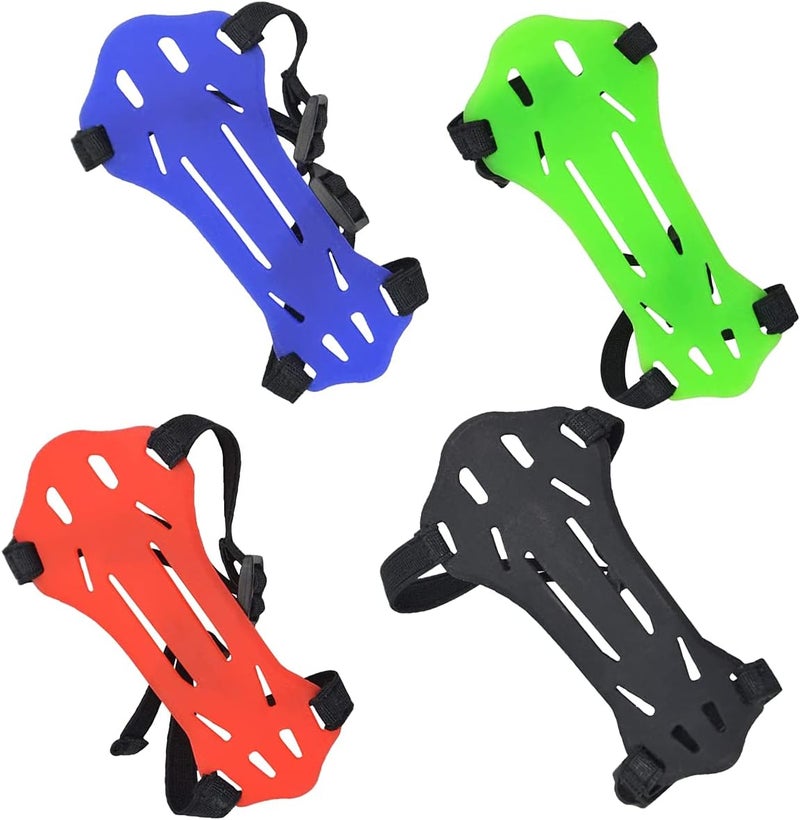 YRMJ 4 Pack Archery Armguard Adjustable 2 Straps Buckles Forearm Protector for Kids & Youth Recurve Bows Longbow Hunting Archers(Black, Blue, Red, Green) - Image 1
