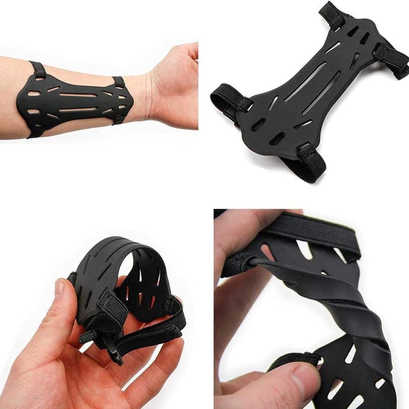 YRMJ 4 Pack Archery Armguard Adjustable 2 Straps Buckles Forearm Protector for Kids & Youth Recurve Bows Longbow Hunting Archers(Black, Blue, Red, Green) - Image 3