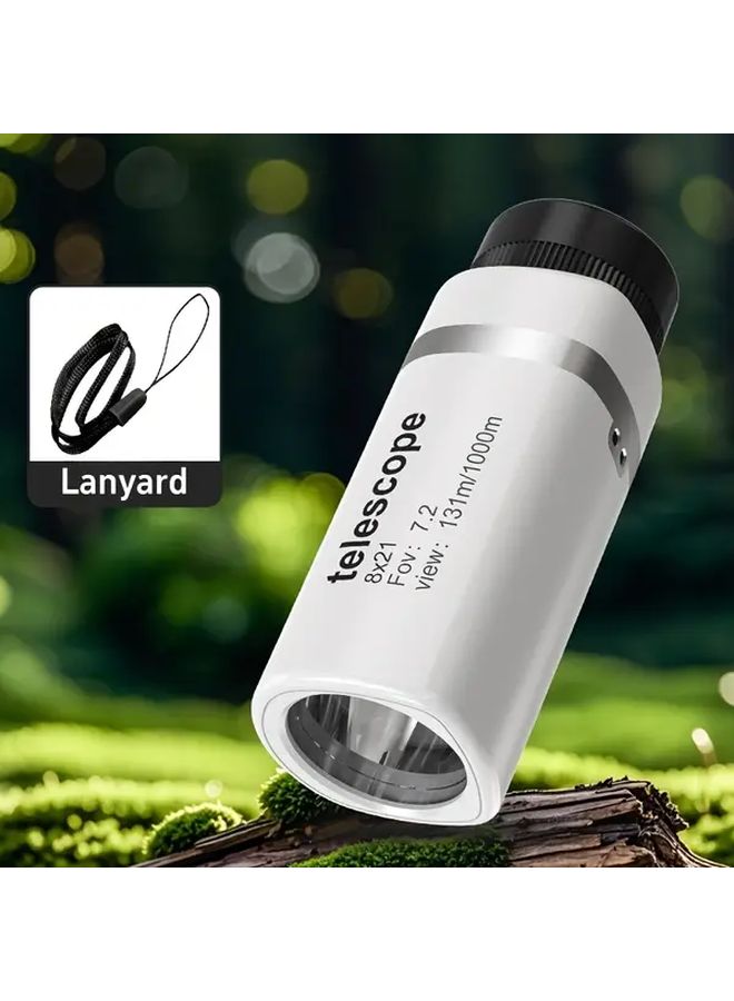 White Monocular Telescope 8x Magnification Portable for Stargazing Bird Watching Kids Educational Science Toy - Image 1