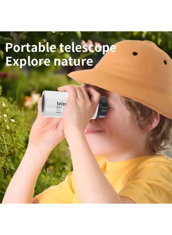 White Monocular Telescope 8x Magnification Portable for Stargazing Bird Watching Kids Educational Science Toy - Image 5