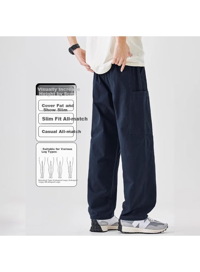 Wassup Sohot Men's American Workwear Loose Straight-leg Trendy Casual Wide-leg Pants Black XL - Image 2