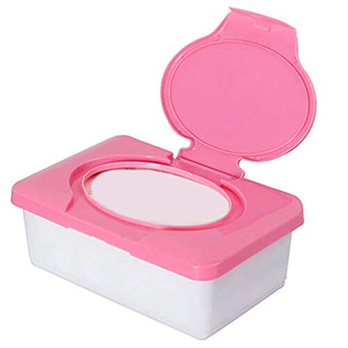Tinny Tots Reusable Refillable Baby Wet Wipes Storage Box 80 Sheets Container for Car Bathroom Living Room (PINK) - Image 1