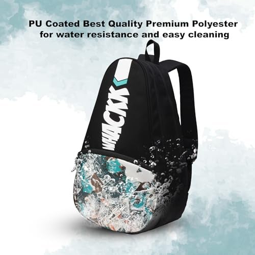 WHACKK Ace 28L Printed Black Badminton Tennis Pickleball Bag|Unisex|Lightweight|Shuttle Bag|Shoe Pocket|Backpack Style|Spacious Storage Compartment for Clothes|Rackets Tennis-6 Badminton-8 - Image 4