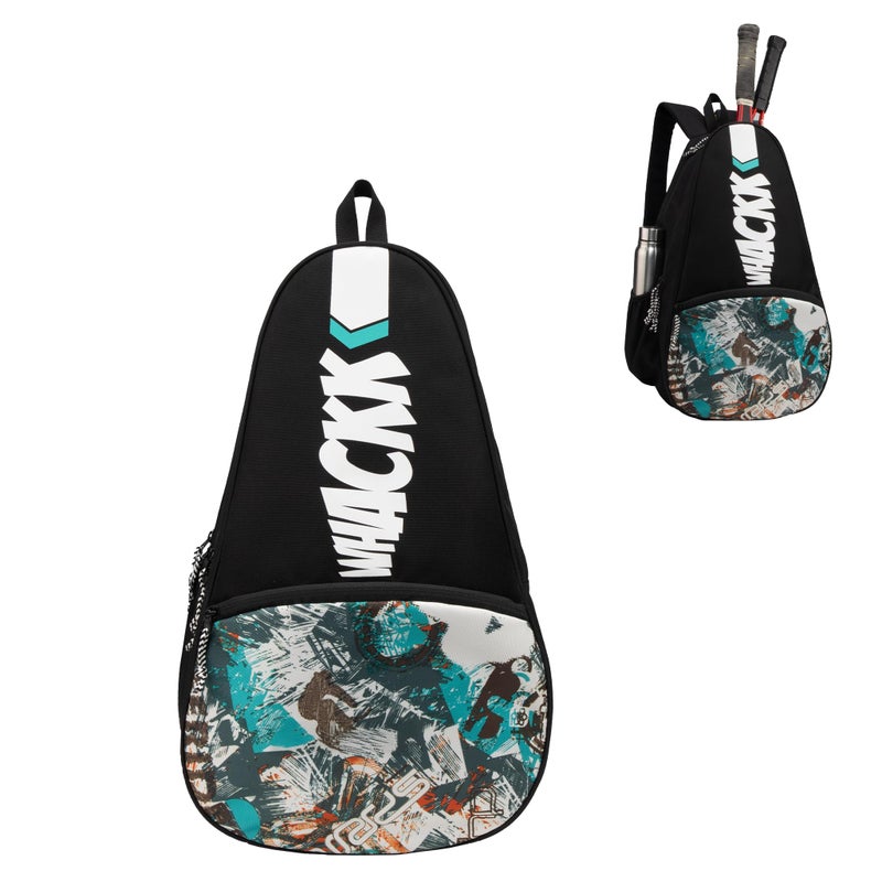 WHACKK Ace 28L Printed Black Badminton Tennis Pickleball Bag|Unisex|Lightweight|Shuttle Bag|Shoe Pocket|Backpack Style|Spacious Storage Compartment for Clothes|Rackets Tennis-6 Badminton-8 - Image 5