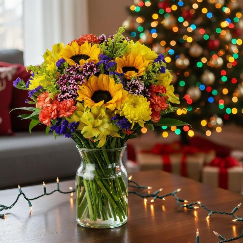 Benchmark Bouquets - Flowering Fields (Glass Vase Included) - Fresh Flowers for Next Day Delivery - Gift for Christmas, Birthday, Anniversary, Sympathy, Get Well, Congratulations - Image 2
