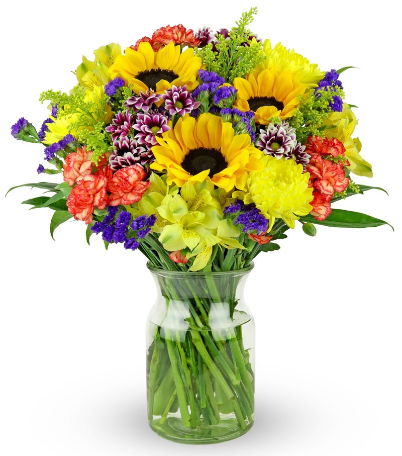 Benchmark Bouquets - Flowering Fields (Glass Vase Included) - Fresh Flowers for Next Day Delivery - Gift for Christmas, Birthday, Anniversary, Sympathy, Get Well, Congratulations - Image 1