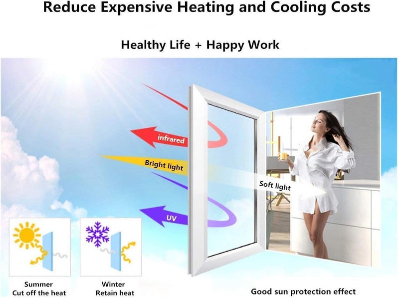 SUMAGITIN Transparent Decorative Window Film Anti UV Colorful Adhesive Vinyl Heat Insulation Solar Window Tinting Sheets Glass Film for Christmas Home Decoration, 17.7Inch x 78.7Inch, Black - Image 5