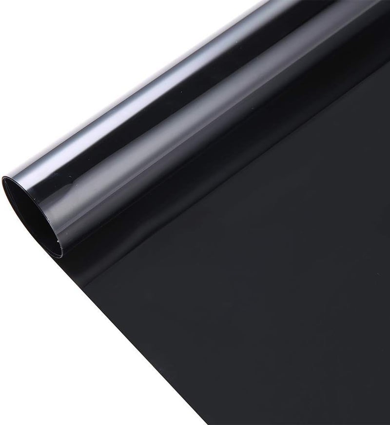 SUMAGITIN Transparent Decorative Window Film Anti UV Colorful Adhesive Vinyl Heat Insulation Solar Window Tinting Sheets Glass Film for Christmas Home Decoration, 17.7Inch x 78.7Inch, Black - Image 1