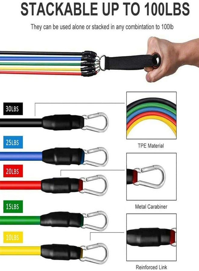 ERHETUS 11-Piece Resistance Band for Full Body Exercise & Stretching | Home Gym Training Kit for Women Workout | Rubber Fitness Bands for Men with Toning Tubes, Door Anchor, Handles, Straps, Carry Bag - Image 2
