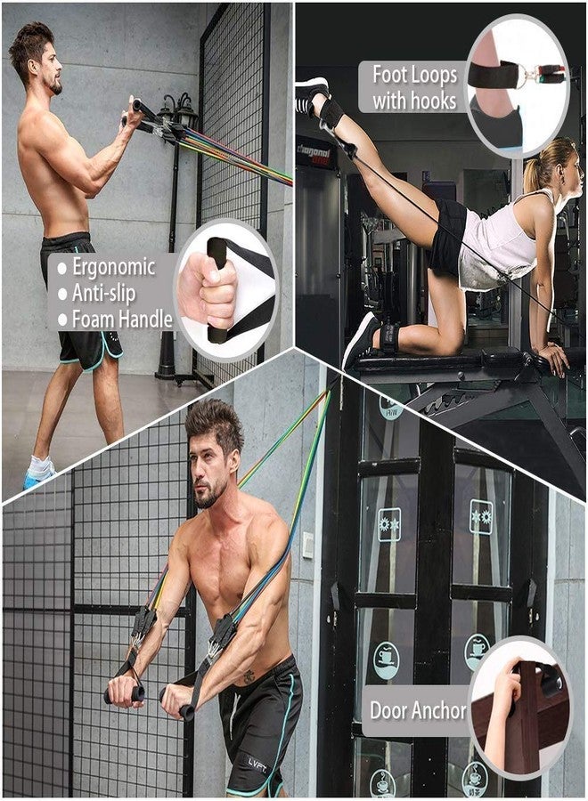 ERHETUS 11-Piece Resistance Band for Full Body Exercise & Stretching | Home Gym Training Kit for Women Workout | Rubber Fitness Bands for Men with Toning Tubes, Door Anchor, Handles, Straps, Carry Bag - Image 4