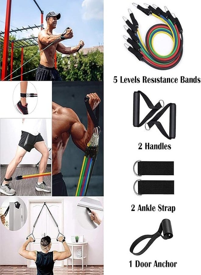 ERHETUS 11-Piece Resistance Band for Full Body Exercise & Stretching | Home Gym Training Kit for Women Workout | Rubber Fitness Bands for Men with Toning Tubes, Door Anchor, Handles, Straps, Carry Bag - Image 3