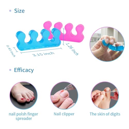 BowieMall Toe Separators Pedicure,Pedicure Toe Separators, Repeatable Washable Toenail Dividers,Toe Separators for Nail Polish Application. (Blue, 2Pcs) - Image 4