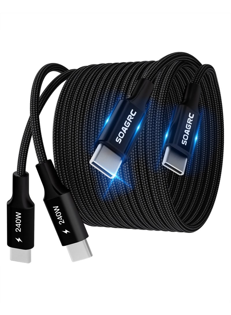 سوجرك كابل شحن سريع PD3.1 Type-C (بطول 2 متر)، كابل شحن USB-C مضفر، مناسب لجهاز MacBook Pro، iPhone 17، 16، 15، Samsung S25، S24، Steam Deck، iPad، كابلين في كل صندوق. - Image 1