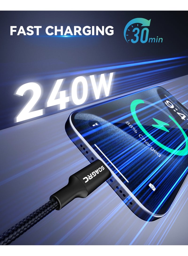 سوجرك كابل شحن سريع PD3.1 Type-C (بطول 2 متر)، كابل شحن USB-C مضفر، مناسب لجهاز MacBook Pro، iPhone 17، 16، 15، Samsung S25، S24، Steam Deck، iPad، كابلين في كل صندوق. - Image 2