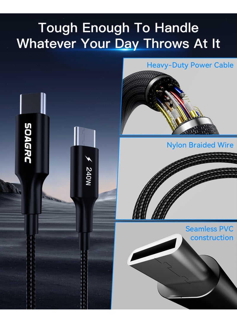 سوجرك كابل شحن سريع PD3.1 Type-C (بطول 2 متر)، كابل شحن USB-C مضفر، مناسب لجهاز MacBook Pro، iPhone 17، 16، 15، Samsung S25، S24، Steam Deck، iPad، كابلين في كل صندوق. - Image 3