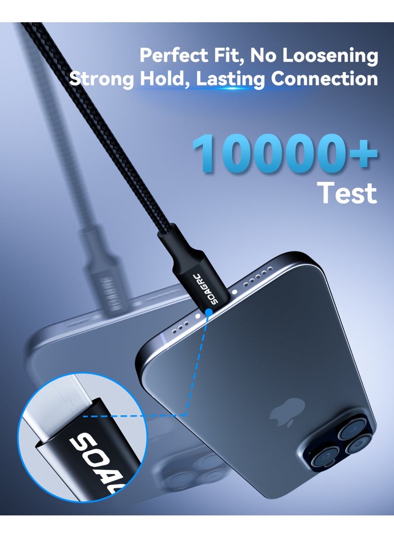 سوجرك كابل شحن سريع PD3.1 Type-C (بطول 2 متر)، كابل شحن USB-C مضفر، مناسب لجهاز MacBook Pro، iPhone 17، 16، 15، Samsung S25، S24، Steam Deck، iPad، كابلين في كل صندوق. - Image 4