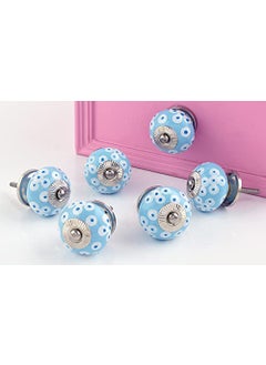Indian-Shelf IndianShelf Vocal for Local Handcrafted 6 Pieces Ceramic Round Turquoise Dot Cupboard Knobs Kitchen Pulls Online15 Inches  - Image 2