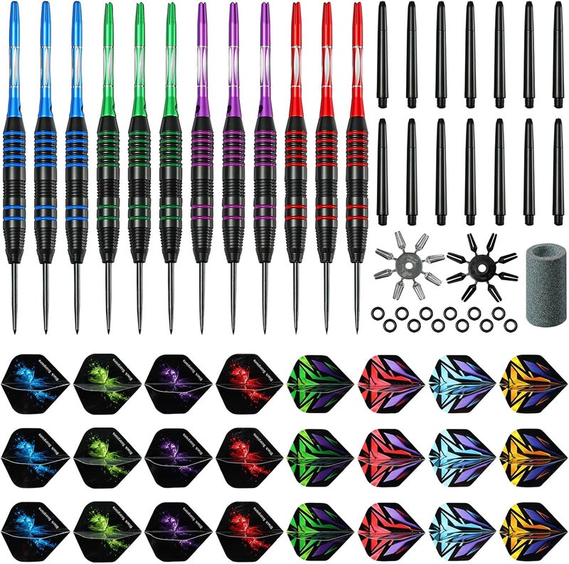 Wsdart ADKX Steel Tip Darts 12 Pack Set with Nonslip Iron Barrel Aluminum Dart Shafts and Flights + Darts Sharpener + an Gift Box - Image 2