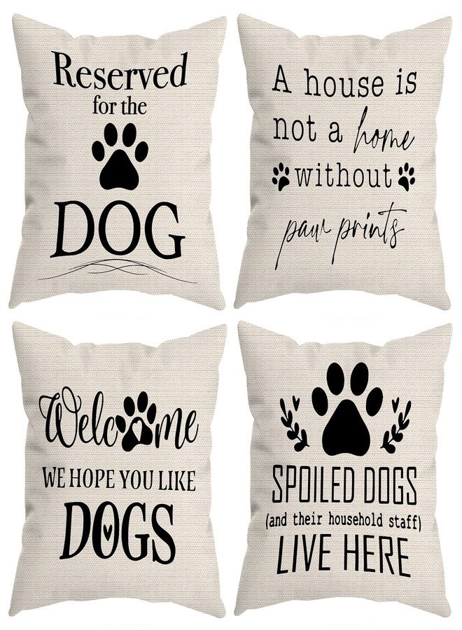 HUYAW Reserved for The Dog Claw Welcome We Hope You Like Dogs Decorative Throw Pillow Cover, Funny Dog Lover Gifts for Women, Funny Dog Quotes Pillow Covers 18 x 18 Inch Room Bed Sofa Decor Set of 4 - Image 1