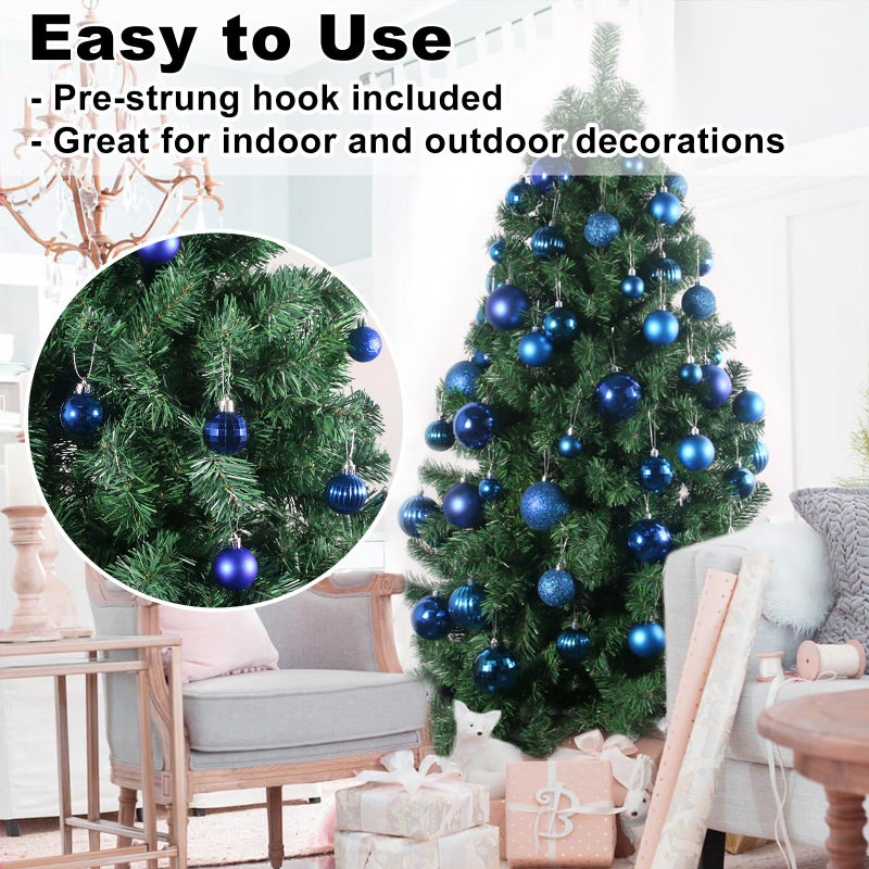 GameXcel Royal Blue 1.6"" Small Christmas Balls Christmas Tree Decoration Ornaments Shatterproof Hanging Balls for Birthday Halloween Holiday Wedding Decorations Set of 18pcs - Image 5