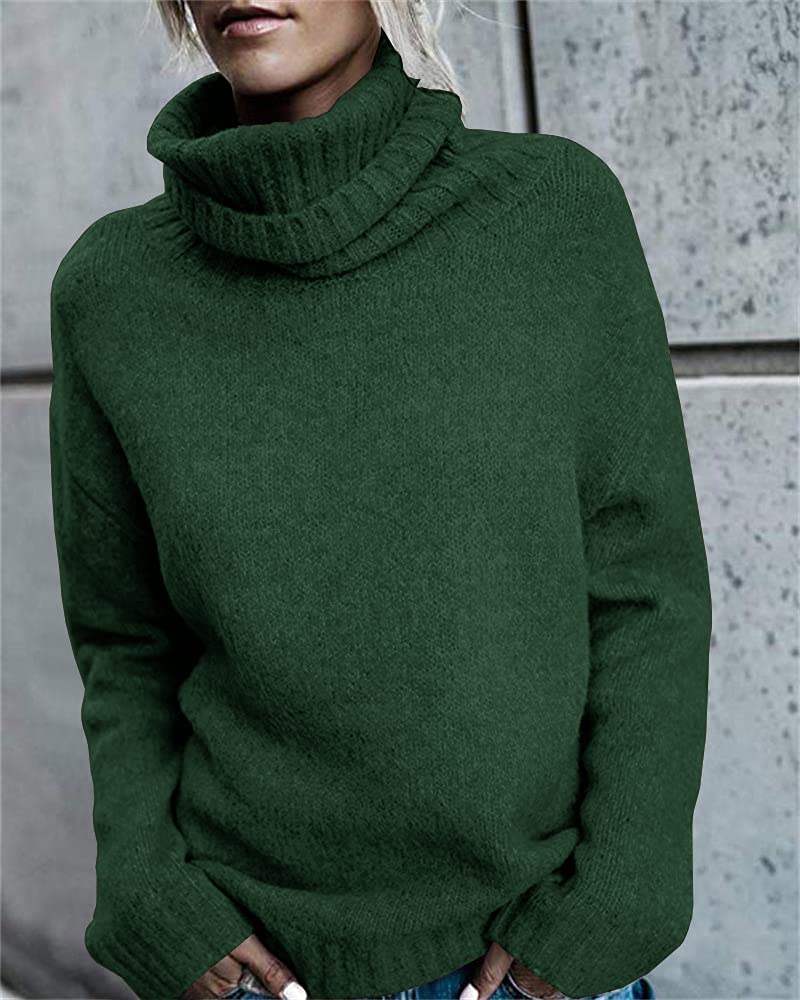 FISACE Womens Oversized Turtleneck Pullover Sweater Cable Knit Long Sleeve Sweater Tops - Image 2