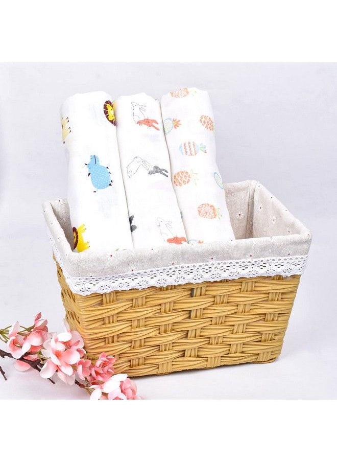 MOM'S HOME Organic Cotton Baby Muslin Swaddle012 Monthspack Of 3 (Rabbit Jungle Pineapple) Lightweight (Multicolor)  - Image 1