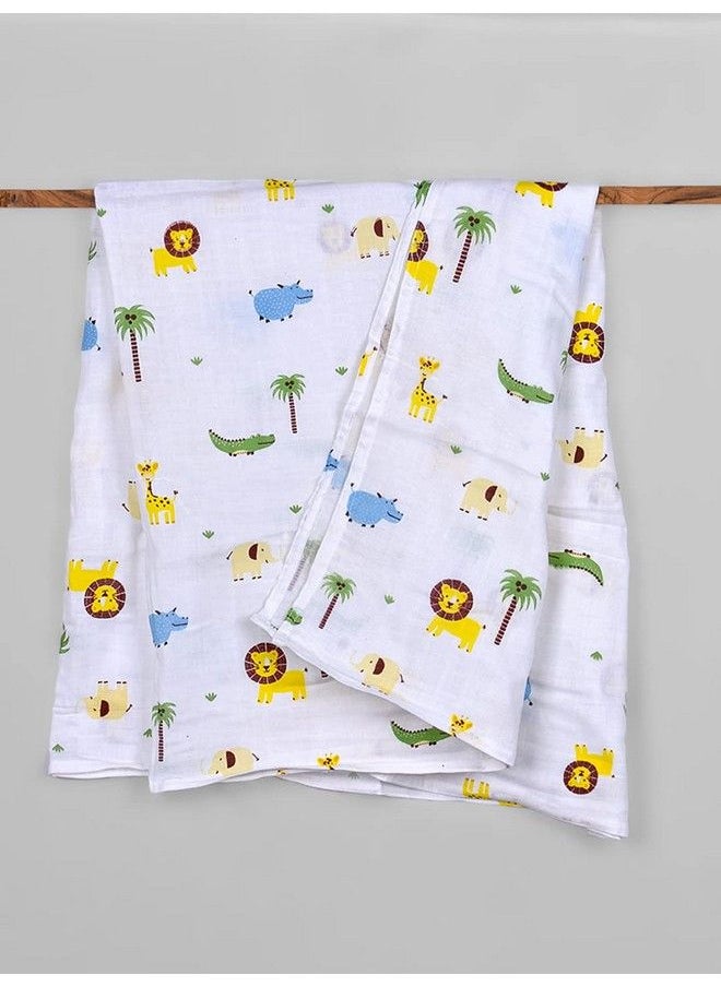 MOM'S HOME Organic Cotton Baby Muslin Swaddle012 Monthspack Of 3 (Rabbit Jungle Pineapple) Lightweight (Multicolor)  - Image 4