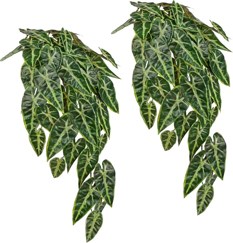 Villa Como 2 Packs UV Resistant Artificial Hanging Plants Outdoors & Indoors, 33" Large Fake Pothos Ivy Vines Plants Faux Monstera Hanging Greenery for Planter, Shelf, Window Box, Porch, Patio, Garden Decor - Image 1