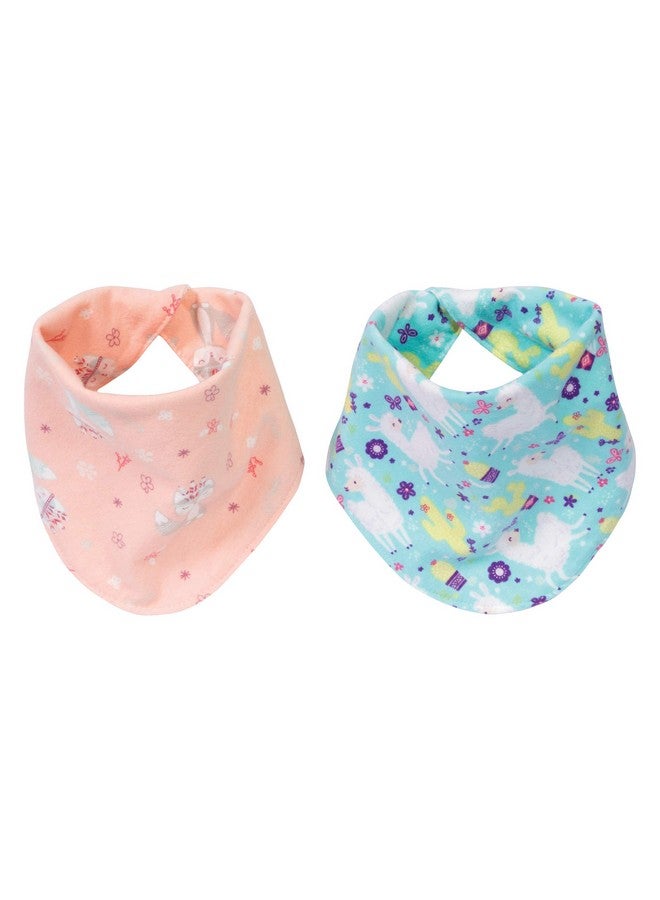 Trend Lab Southwest Llama 2 Pack Reversible Flannel Bandana Bib Set-Fox/Dot, Llama/Chevron Prints, Pinks, Mint, Gray, Turquoise, Lime, 100% Cotton Flannel, Snap Closure, 11.5 in x 11.5 in - Image 1