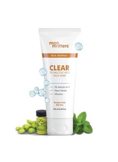 Man Matters Clear 2% Salicylic Acid Face Wash For Men ; Helps To Reduce Acne Dark Spots & Oil Production ; Formulated With Salicylic Acid Neem Extract And Menthol ; 100Ml  - Image 1