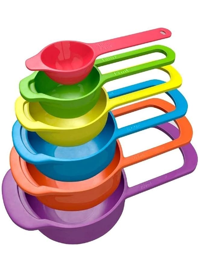 شواي طقم أكواب قياس درجة الطعام ومجموعة ملاعق للخبز والطهي مكون من 6 قطع متعدد الألوان - Image 1